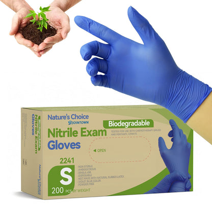 Jointown Biodegradable Nitrile Exam Gloves – Eco Upgrade, 3.5 Mil, Textured Grip, 200 Count, Small
