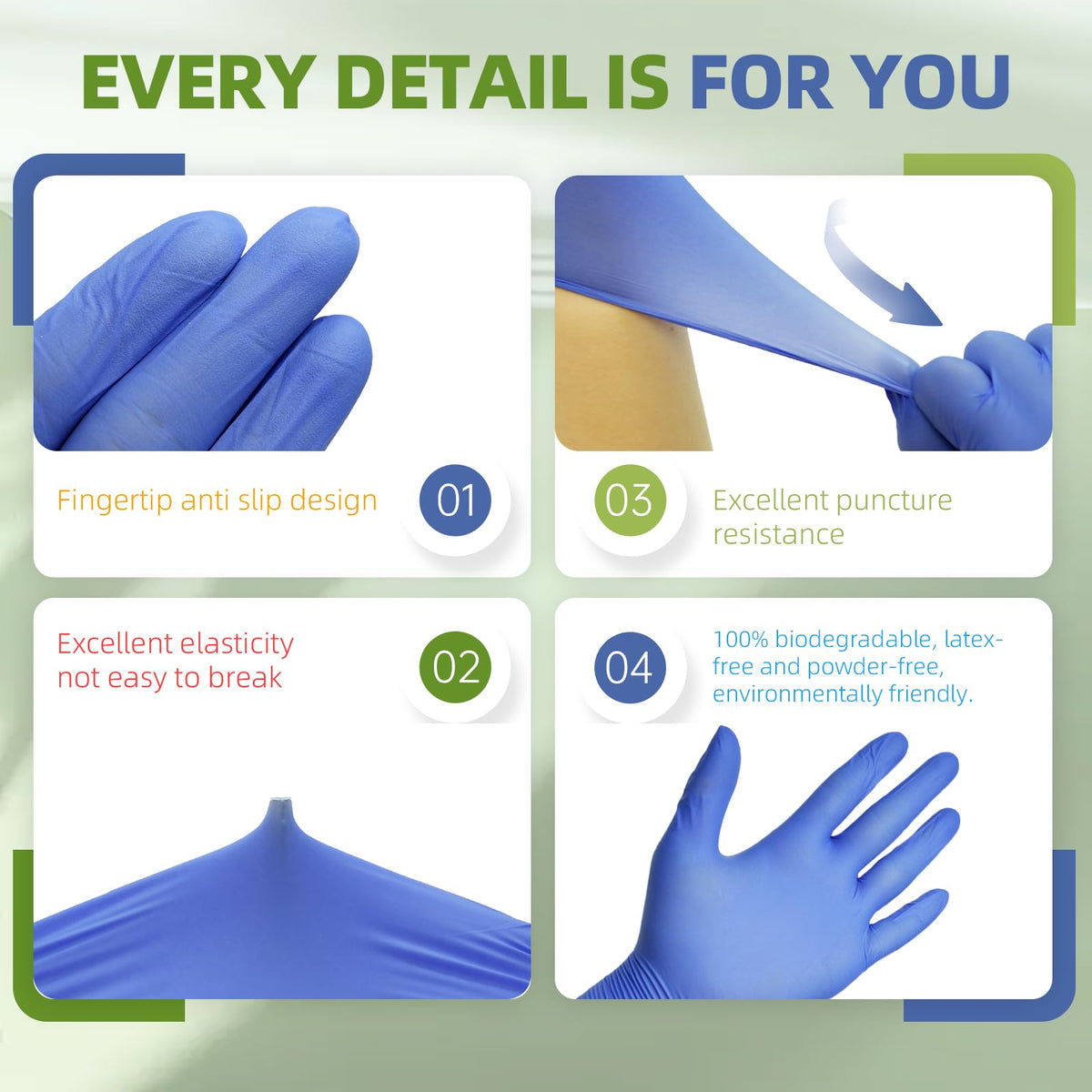 Jointown Biodegradable Nitrile Exam Gloves – Eco Upgrade, 3.5 Mil, Textured Grip, 200 Count, Small