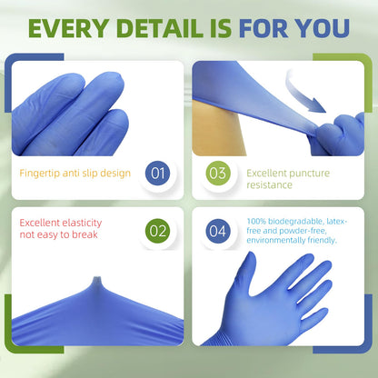 Jointown Biodegradable Nitrile Exam Gloves – Eco Upgrade, 3.5 Mil, Textured Grip, 200 Count, Small