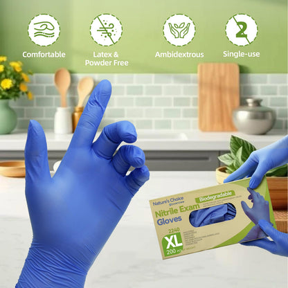 Jointown Biodegradable Nitrile Exam Gloves – Eco Upgrade, 3.5 Mil, Textured Grip, 200 Count, Small