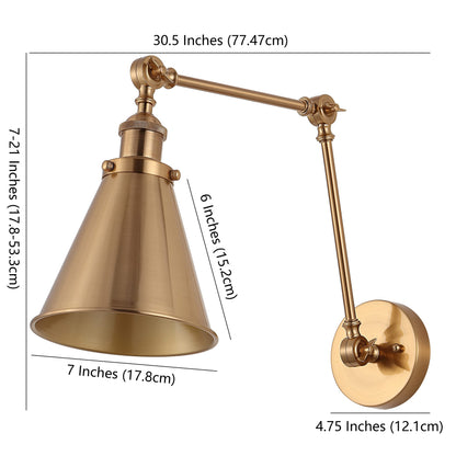 JONATHAN Y 7-Inch Brass Gold Adjustable Arm LED Wall Sconce Set (JYL7461A-SET2)