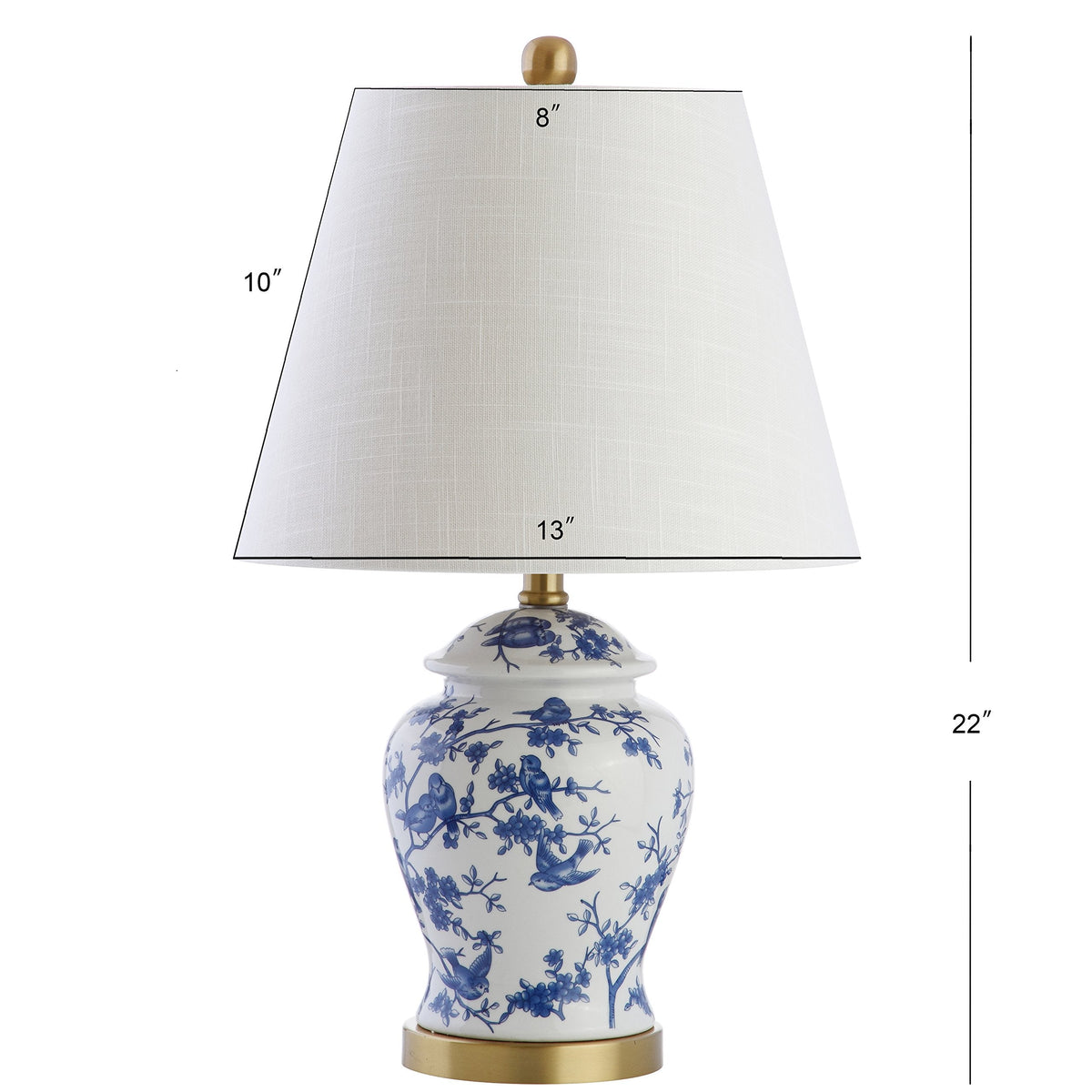 JONATHAN Y 22-inch Blue/White Ceramic Table Lamp Set – Ginger Jar LED Bedside Lamps (JYL3005A-SET2)