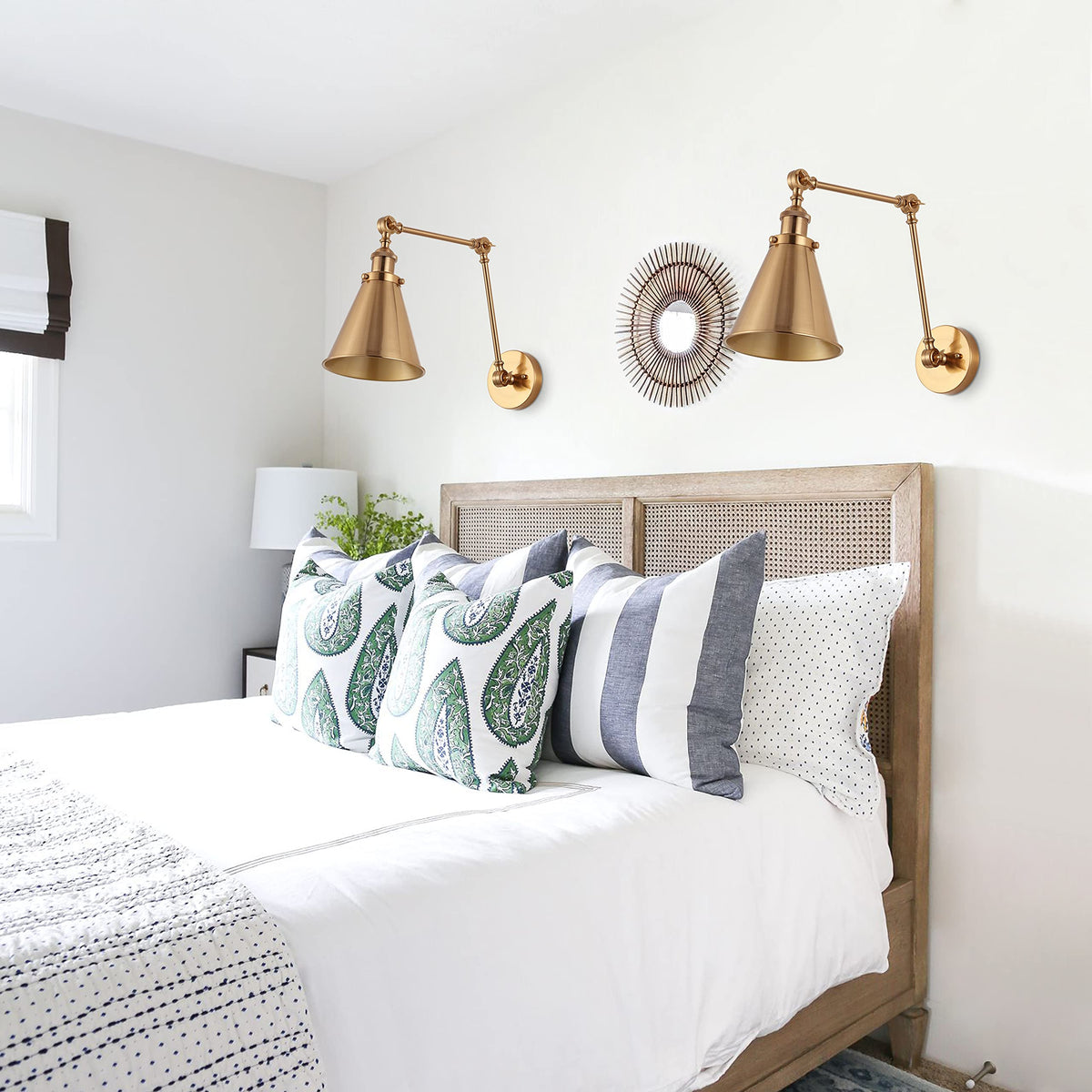 JONATHAN Y 7-Inch Brass Gold Adjustable Arm LED Wall Sconce Set (JYL7461A-SET2)