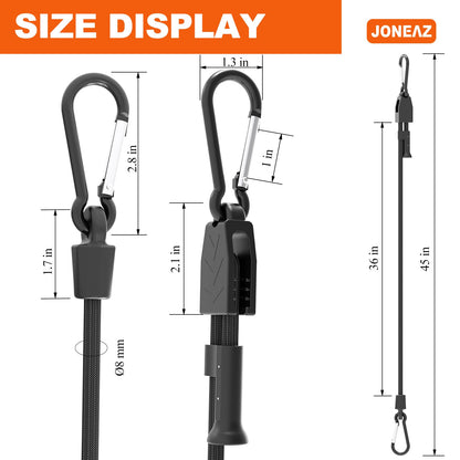 Joneaz Adjustable Bungee Cords with Hooks – 8 Pack, 36-Inch, Heavy-Duty UV-Resistant