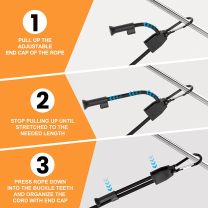Joneaz Adjustable Bungee Cords with Hooks – 8 Pack, 36-Inch, Heavy-Duty UV-Resistant