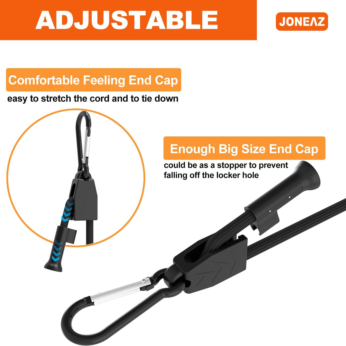 Joneaz Heavy Duty Bungee Cords with Hooks – 8-Pack, 24-Inch Adjustable Shock Straps