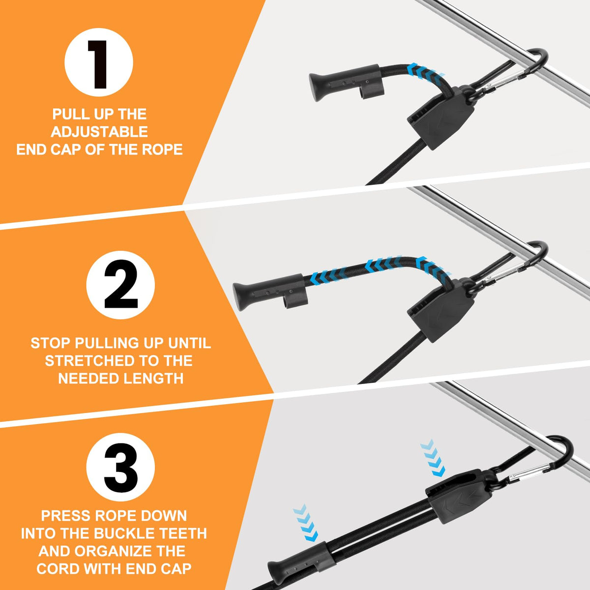 Joneaz Heavy Duty Bungee Cords with Hooks – 8-Pack, 24-Inch Adjustable Shock Straps