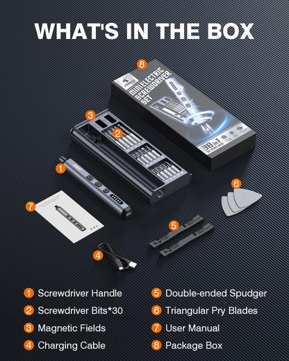 JOREST Mini Electric Screwdriver – 38-Bit Precision, 5 Torque Levels, USB Fast Charge