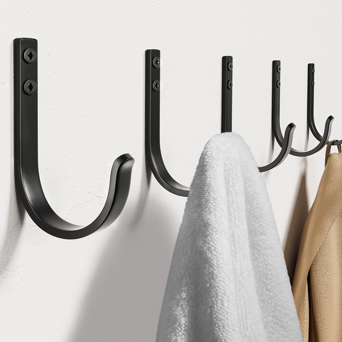 Josmimic 20-Pack Wall Hooks – Black Screw-In Metal Hangers, 22 lb Capacity