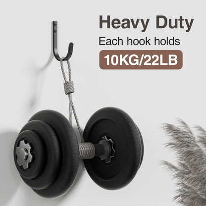 Josmimic 20-Pack Wall Hooks – Black Screw-In Metal Hangers, 22 lb Capacity