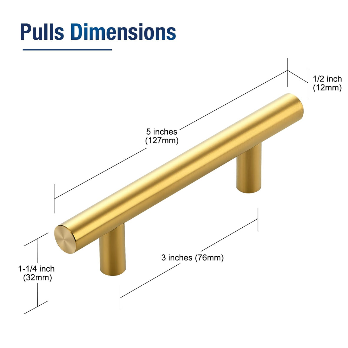 JOY DECOR 30 Pack 5-Inch Cabinet Pulls – Brushed Brass, 3-Inch Hole Center