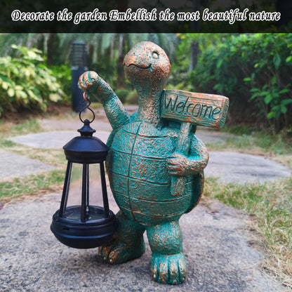 JOYBEE Garden Statues: Turtle with Solar Lantern — Outdoor Patio & Yard Decor