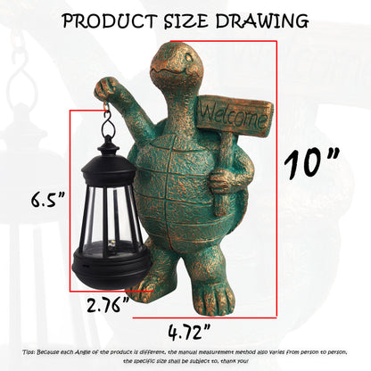 JOYBEE Garden Statues: Turtle with Solar Lantern — Outdoor Patio & Yard Decor