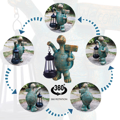 JOYBEE Garden Statues: Turtle with Solar Lantern — Outdoor Patio & Yard Decor
