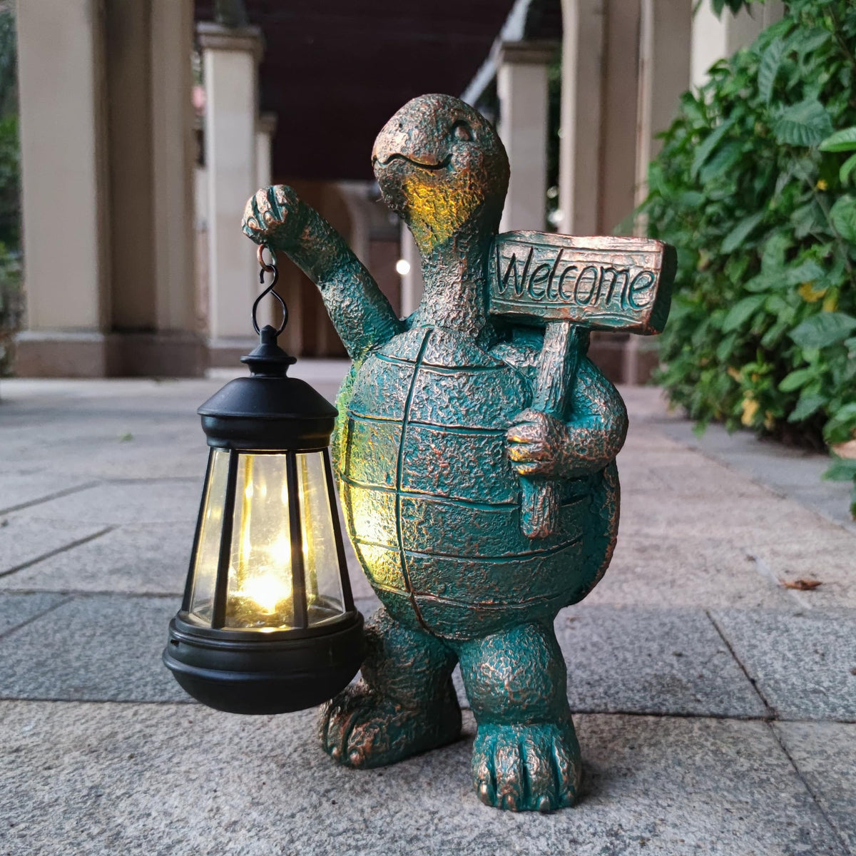 JOYBEE Garden Statues: Turtle with Solar Lantern — Outdoor Patio & Yard Decor
