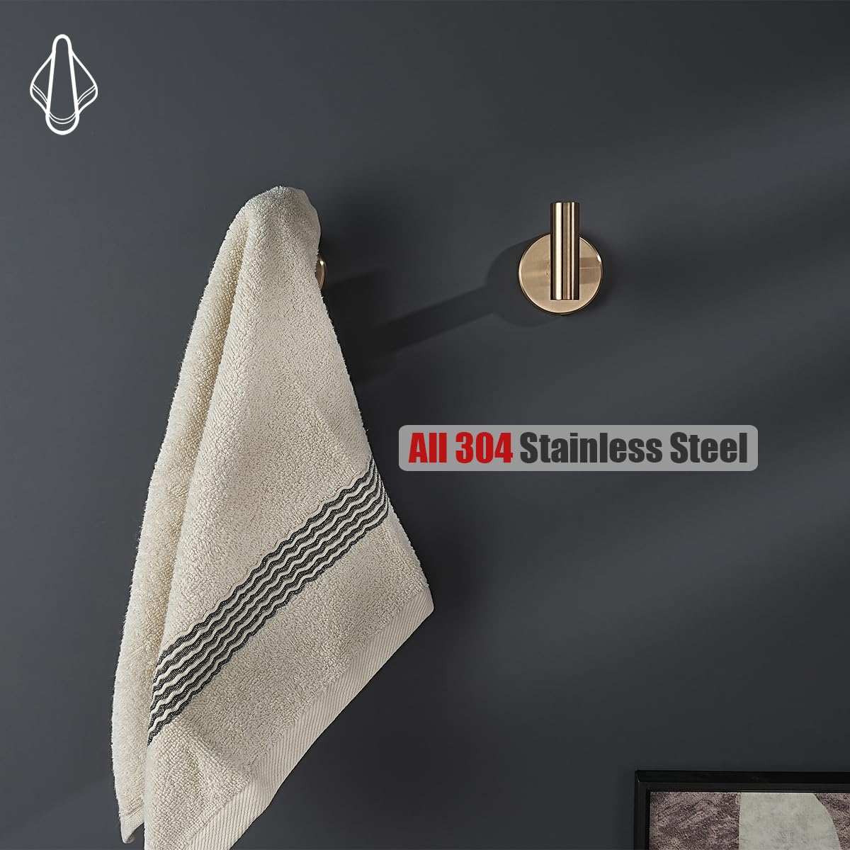 JQK Champagne Bronze Towel Hook 2-Pack - Wall Mounted SUS304 TH100-CB-P2