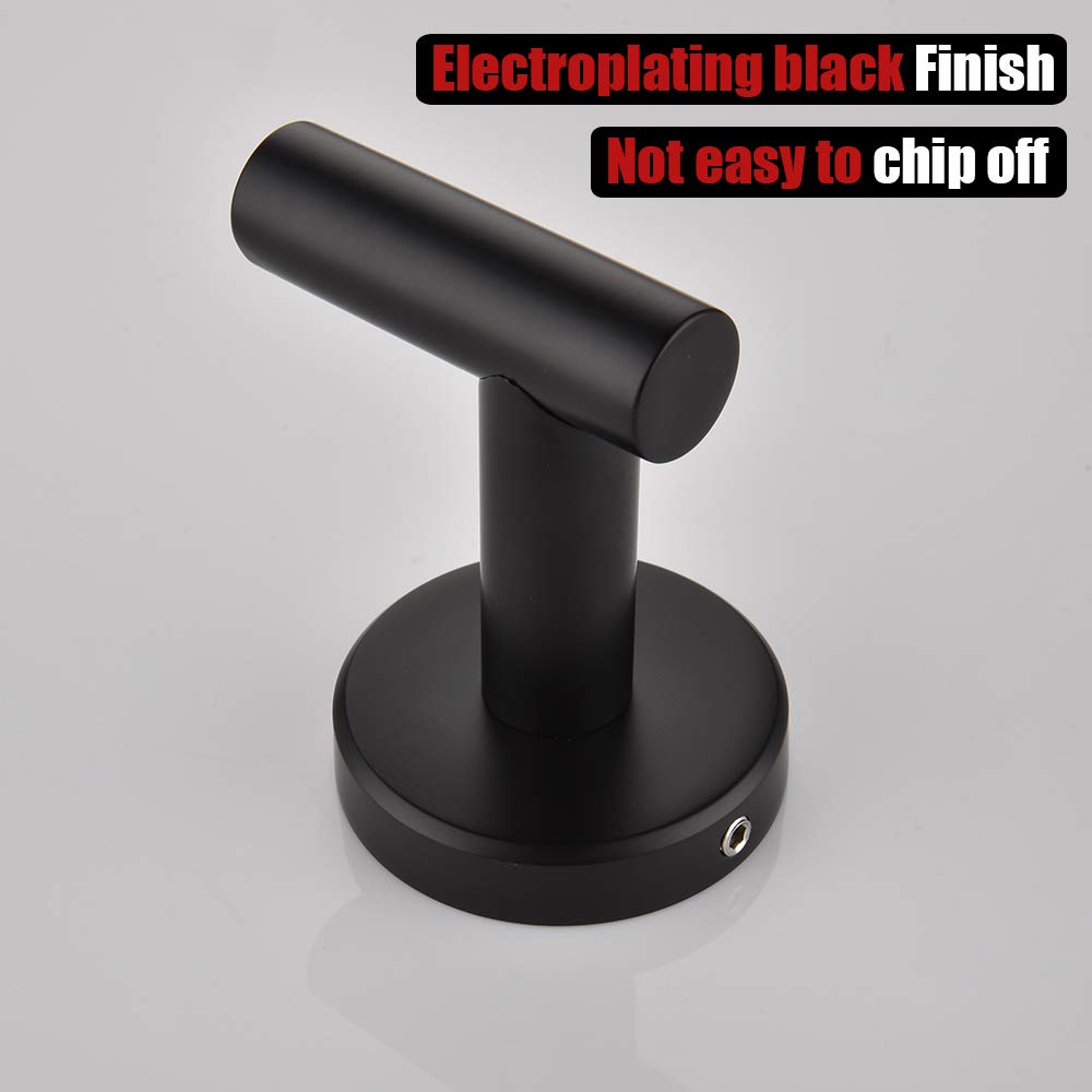 JQK TH100-PB-P2 Matte Black 304 Stainless Steel Towel Hook (2 Pack) – Wall Mounted