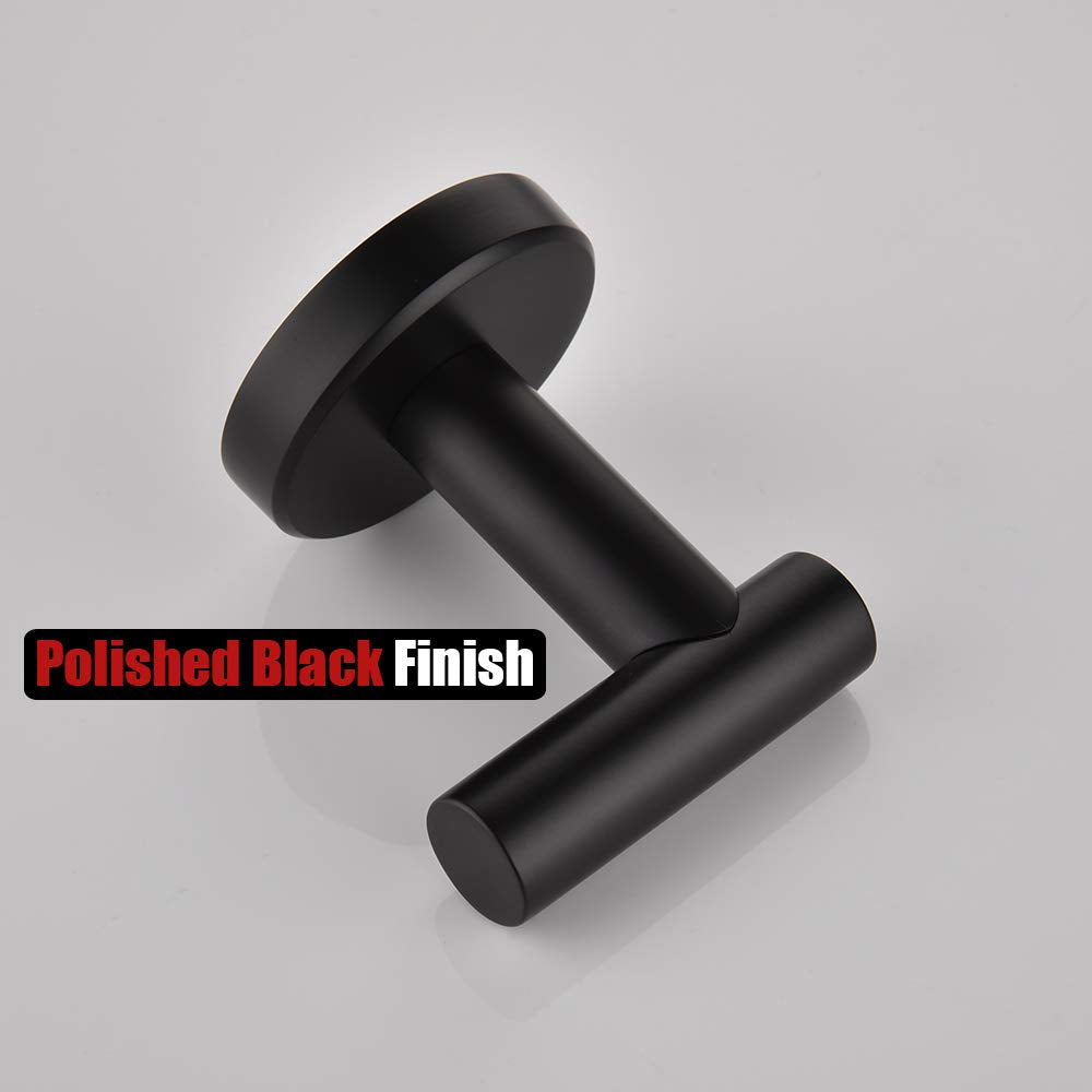 JQK TH100-PB-P2 Matte Black 304 Stainless Steel Towel Hook (2 Pack) – Wall Mounted