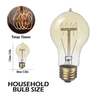 Jslinter 6-Pack Edison Bulbs 60W – Dimmable A19 Amber Vintage E26