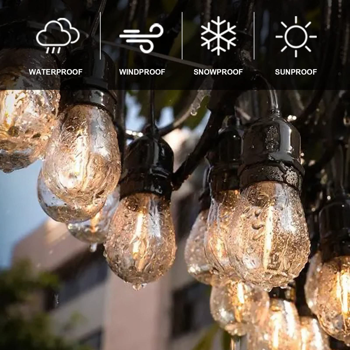 Jslinter S14 LED String Light Bulbs – 3V Solar-Powered, Shatterproof, 15-Pack, 2700K Warm White, E26
