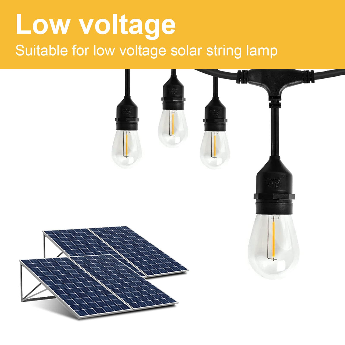 Jslinter S14 LED String Light Bulbs – 3V Solar-Powered, Shatterproof, 15-Pack, 2700K Warm White, E26