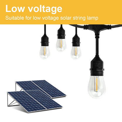 Jslinter S14 LED String Light Bulbs – 3V Solar-Powered, Shatterproof, 15-Pack, 2700K Warm White, E26
