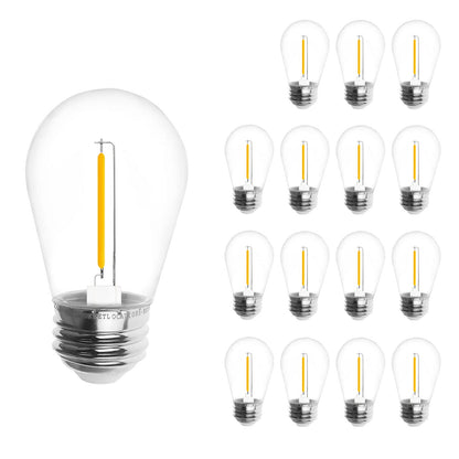 Jslinter S14 LED String Light Bulbs – 3V Solar-Powered, Shatterproof, 15-Pack, 2700K Warm White, E26