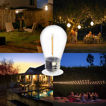 Jslinter S14 1W Outdoor LED Bulbs – Shatterproof, Waterproof, 2200K Warm White, E26, 16-Pack