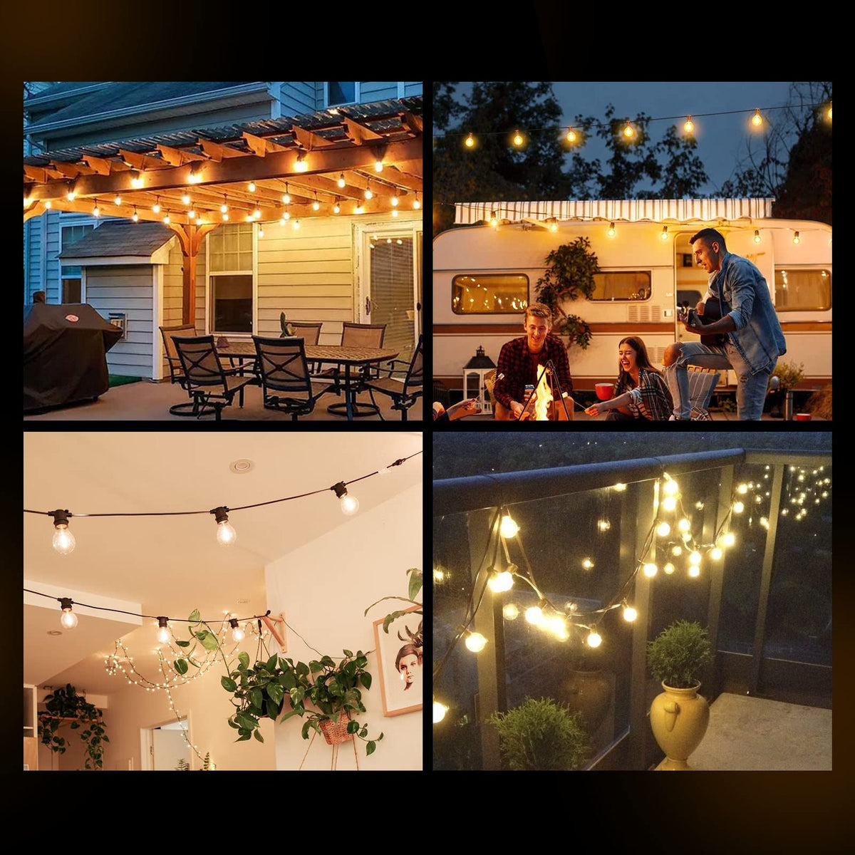 Jslinter S14 LED String Light Bulbs – 3V Solar-Powered, Shatterproof, 15-Pack, 2700K Warm White, E26