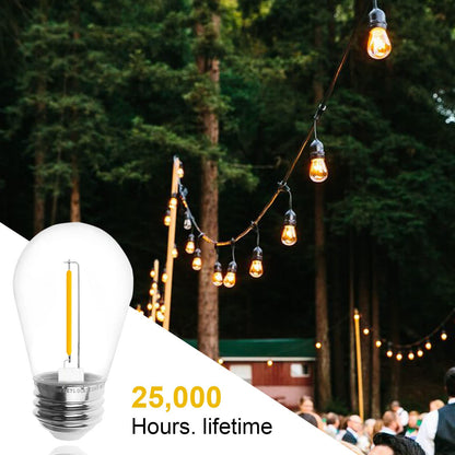 Jslinter S14 LED String Light Bulbs – 3V Solar-Powered, Shatterproof, 15-Pack, 2700K Warm White, E26