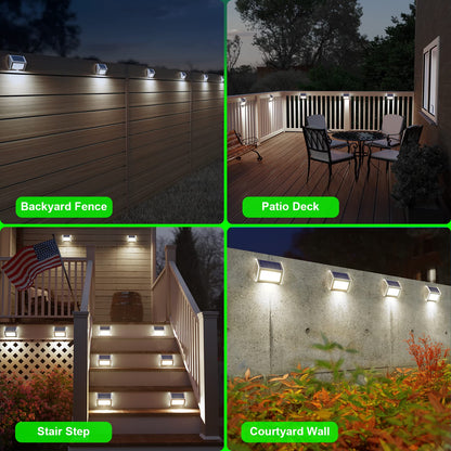 JSOT Outdoor Solar Lights - 6 Pack Solar Deck & Fence Post Lights, Waterproof Stainless
