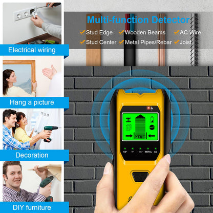 Jurgen K Stud Finder Wall Scanner - 5 in 1 with HD LCD Display (Lemon)