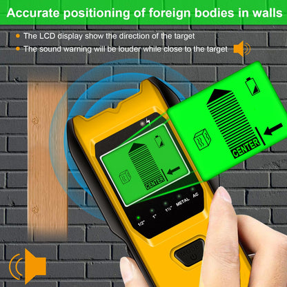 Jurgen K Stud Finder Wall Scanner - 5 in 1 with HD LCD Display (Lemon)