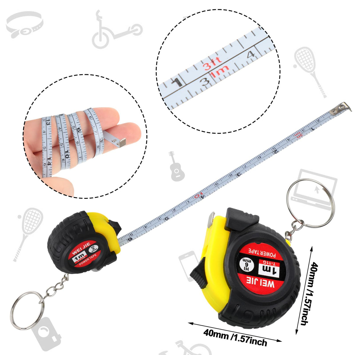 Jutom 24 Pcs Mini Tape Measure & Screwdriver Keychain Set | Portable Pocket Tools