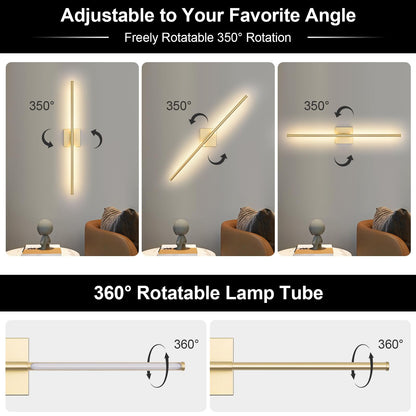 JZEKVN Battery-Operated Wall Sconce Set (2) – 3000K-6000K Dimmable, Remote, Timable LED, Gold Finish