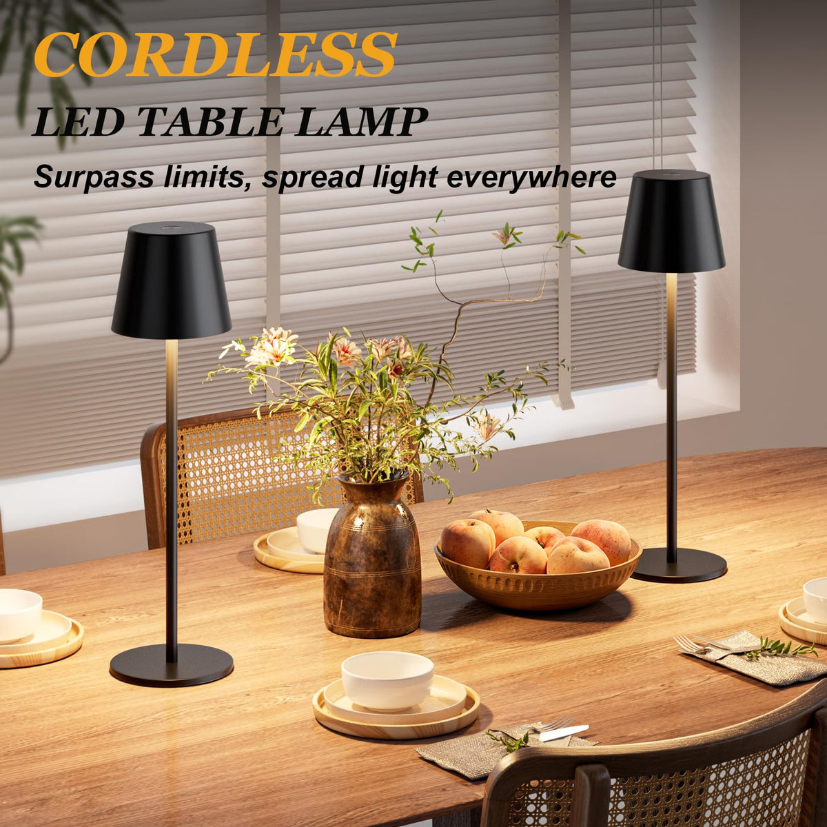 Kakanuo Cordless Table Lamp KK2 Pack – 2-Pack, 5000mAh, 3-Color Dimmable, USB-C, Touch Control