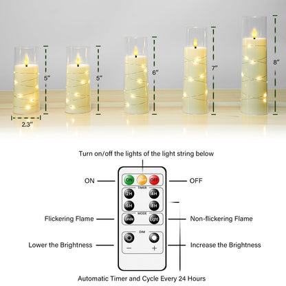 Kakoya Flameless LED Candles with Timer – 5-Piece Ivory Set