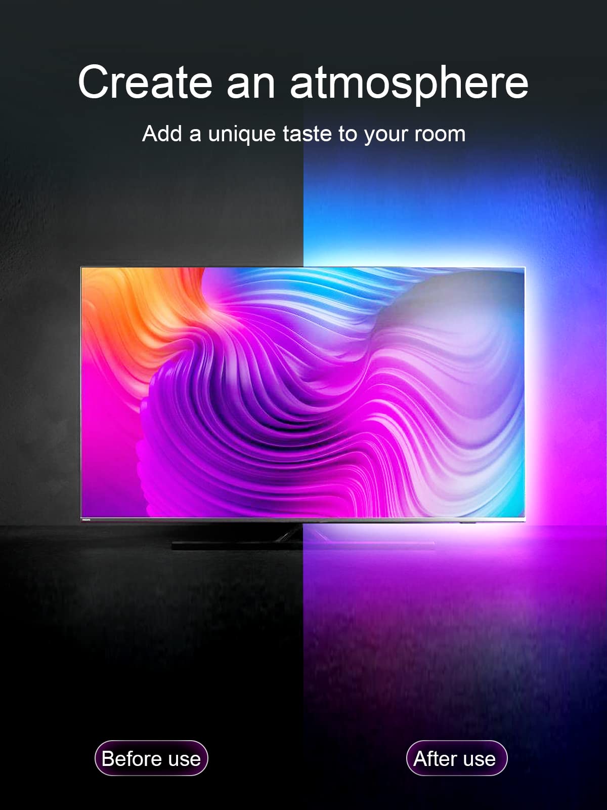 KANTUTOE TV LED Backlight 23ft RGB Strip for 70-100 Inch TVs | Music Sync & App Control
