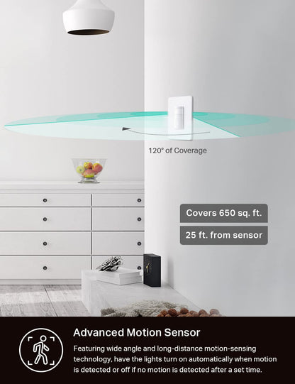 Kasa Smart ES20M Motion Sensor Dimmer Switch – No Hub Required, 2.4 GHz Wi‑Fi, Alexa & Google