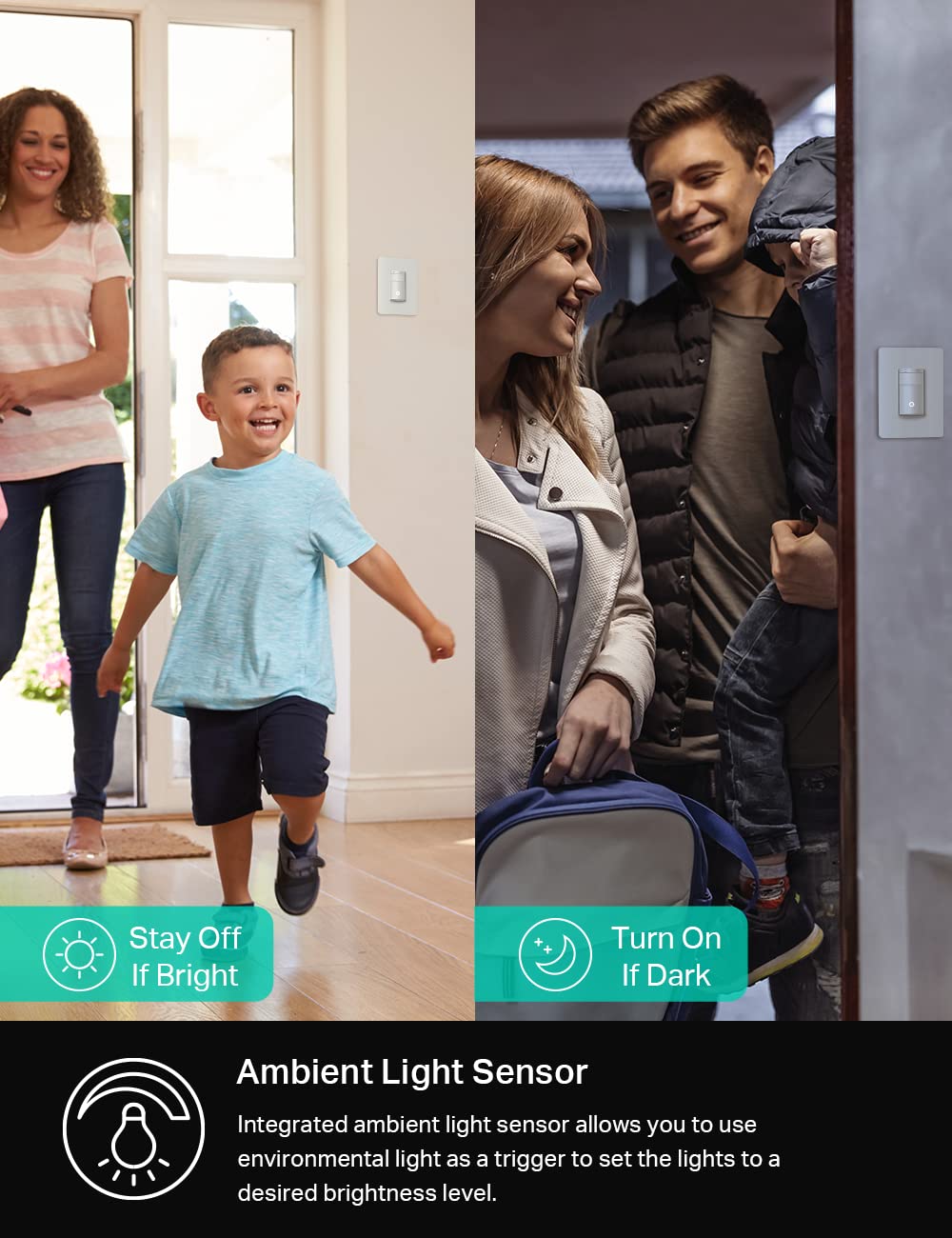 Kasa Smart ES20M Motion Sensor Dimmer Switch – No Hub Required, 2.4 GHz Wi‑Fi, Alexa & Google