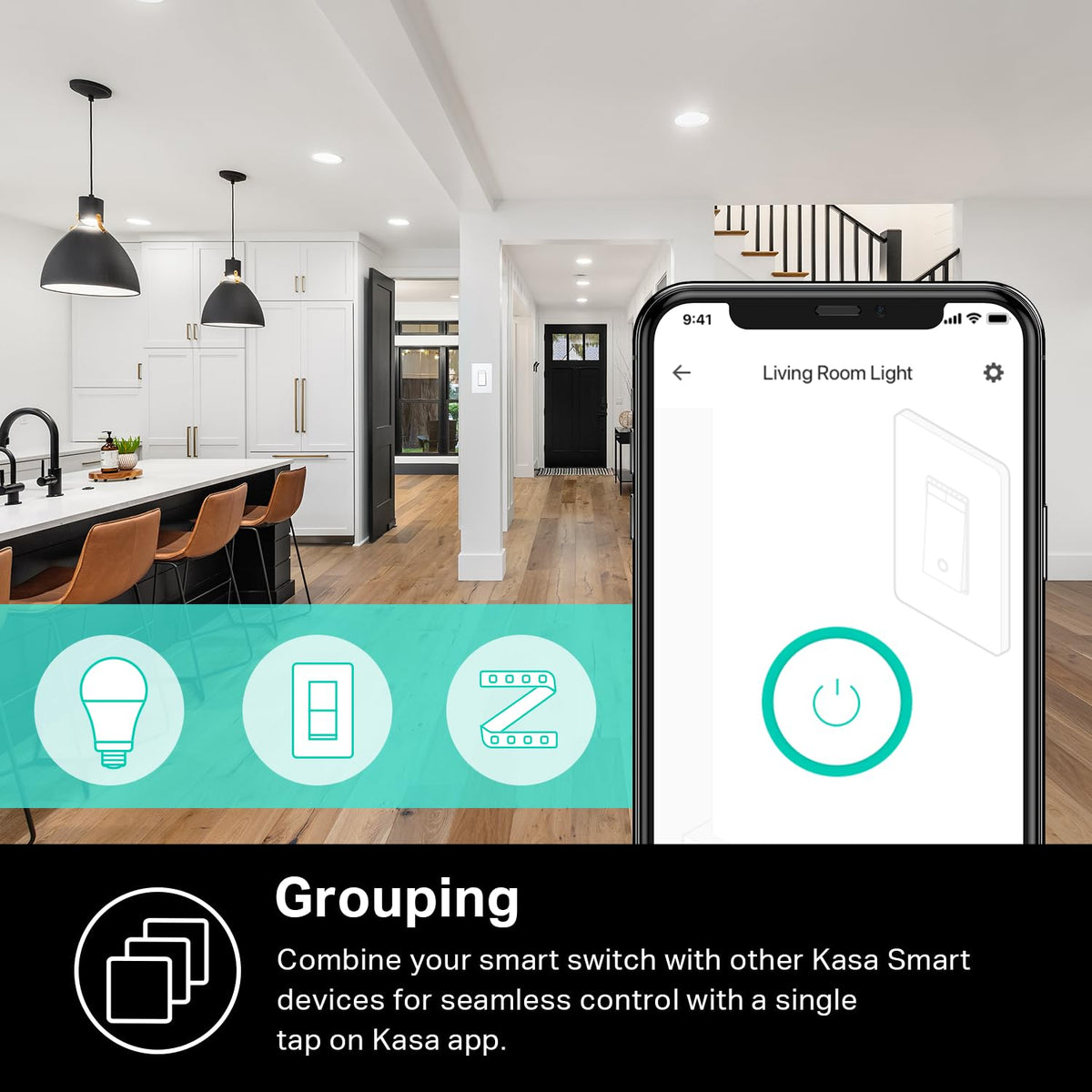 Kasa Smart HS220 Dimmer Switch – Single Pole, Neutral Wire, 2.4 GHz Wi-Fi, Alexa & Google Home