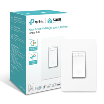 Kasa Smart HS220 Dimmer Switch – Single Pole, Neutral Wire, 2.4 GHz Wi-Fi, Alexa & Google Home