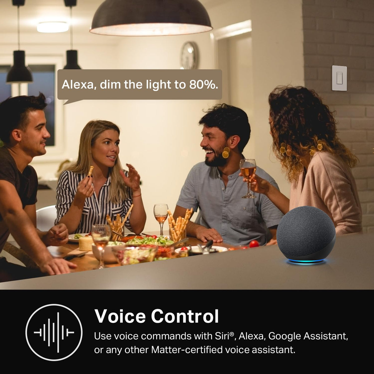 Kasa Smart HS220 Dimmer Switch – Single Pole, Neutral Wire, 2.4 GHz Wi-Fi, Alexa & Google Home