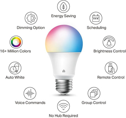 Kasa Smart Light Bulbs KL125P2 (2-Pack) - Full Color, Dimmable, No Hub Required