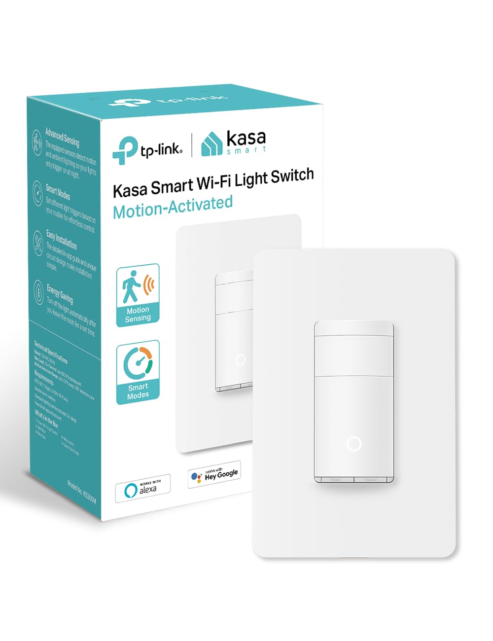 Kasa Smart KS200M WiFi Motion Sensor Switch – No Hub Required, 2.4GHz, Alexa & Google Home