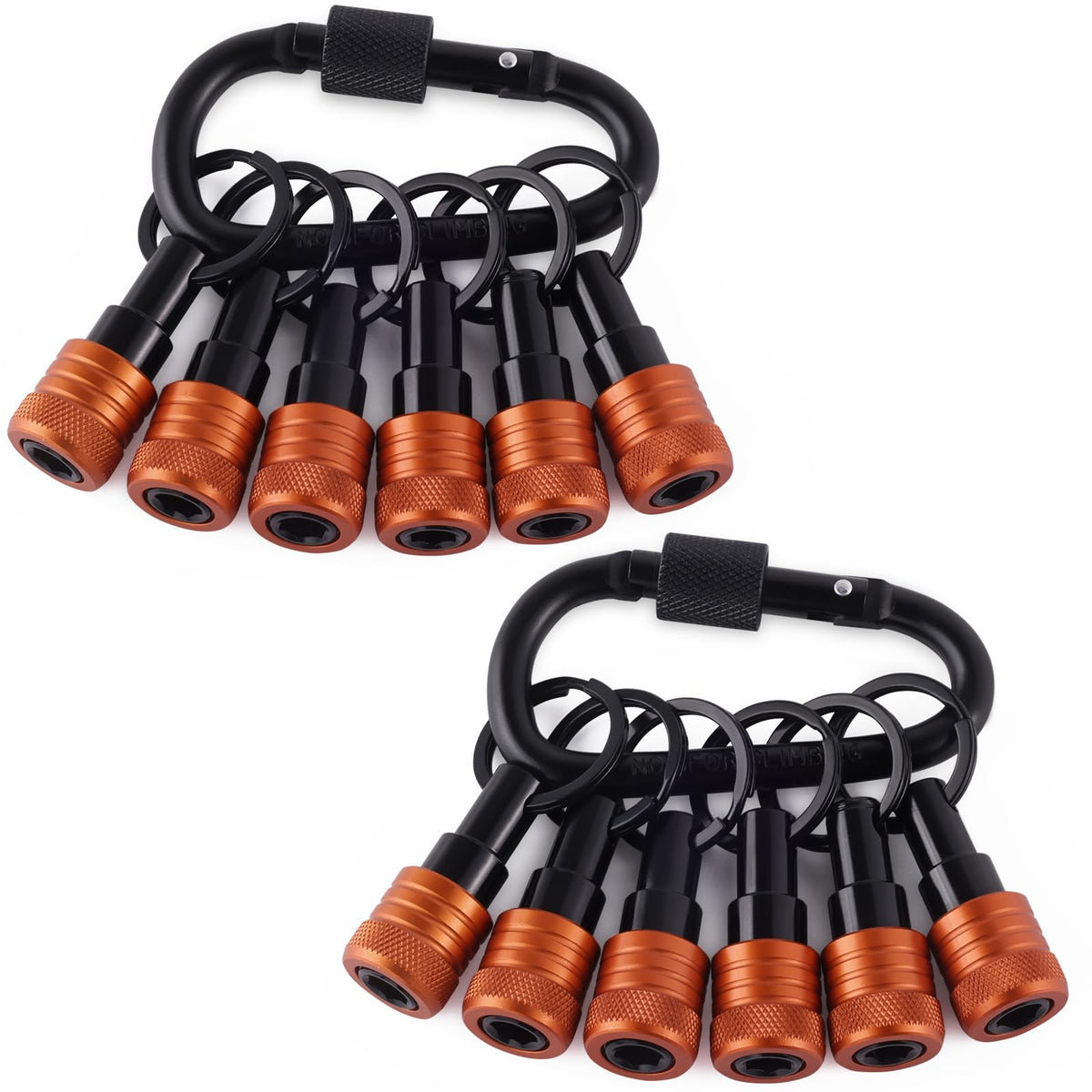 Katerk Bit Holder Key Chain 12-Pc Set — 1/4-Inch Hex Shank, Quick-Release Carabiner