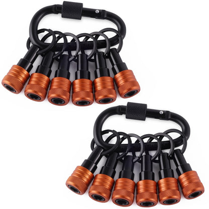 Katerk Bit Holder Key Chain 12-Pc Set — 1/4-Inch Hex Shank, Quick-Release Carabiner