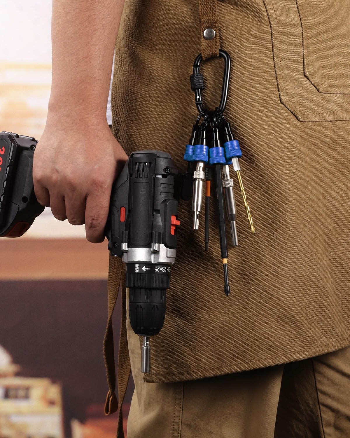 Katerk Bit Holder Key Chain 12 Pcs Set — 1/4 in Hex Shank Bits, Quick Release & Carabiner