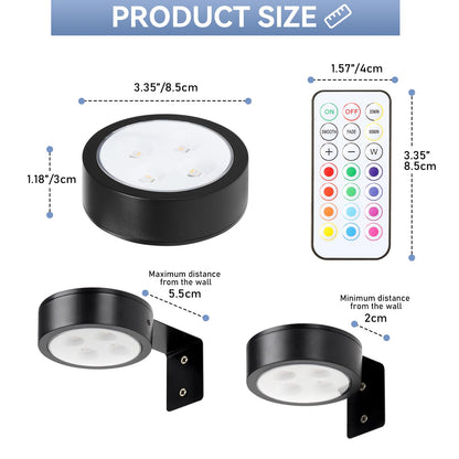KELUOLY 4-Pack RGB Battery-Operated Picture Lights with Remote