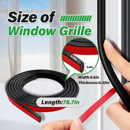 KEOHOLI 5-Piece Window Grid Kit - 32.8ft Peel & Stick Black Window Grilles